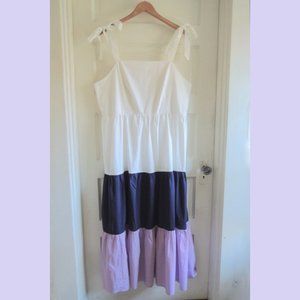 Riley & Rae White Navy Lavender Tiered Cotton Sundress XL